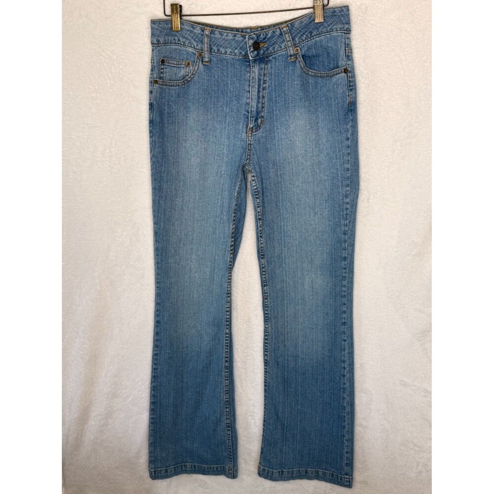 St John's Bay Jeans Women's Size 10 Stretch Flare Leg Mid Rise Denim Boho Hippie
